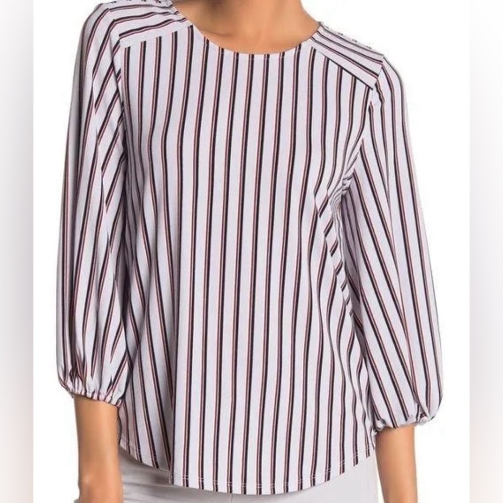 Adrianna Papell Women’s Striped 3/4 Sleeve Blouse Size S
